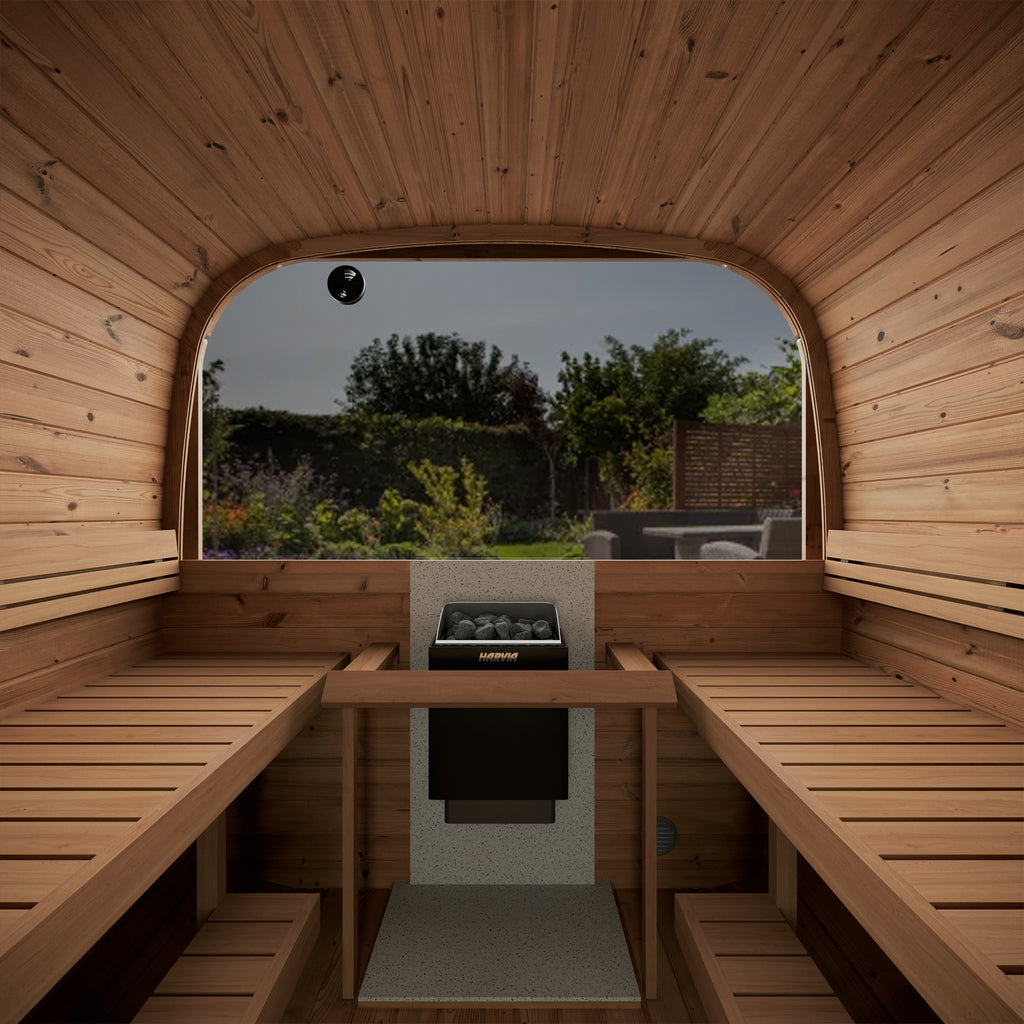 Spacious Interior of KeiCo ICON 385 Deluxe Sauna with Seating for 4-6