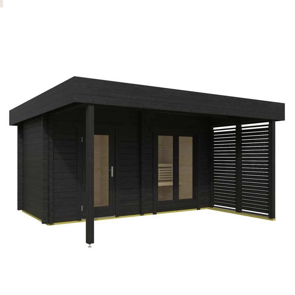 KC Kaldera Outdoor Sauna with 2-Room Design for Heat and Cold Therapy