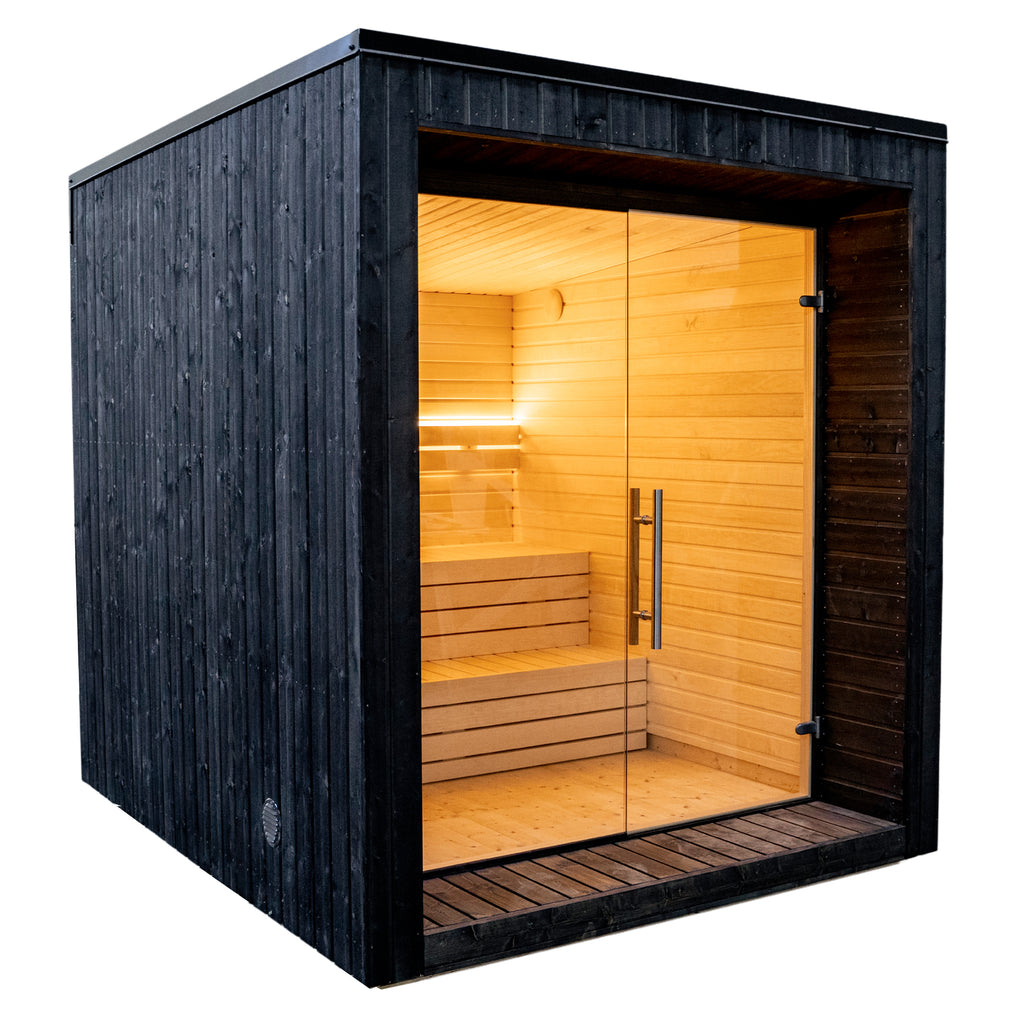 KC Lumi Pre-Assembled Sauna – Luxury Outdoor Glass-Fronted Sauna for Home & Garden