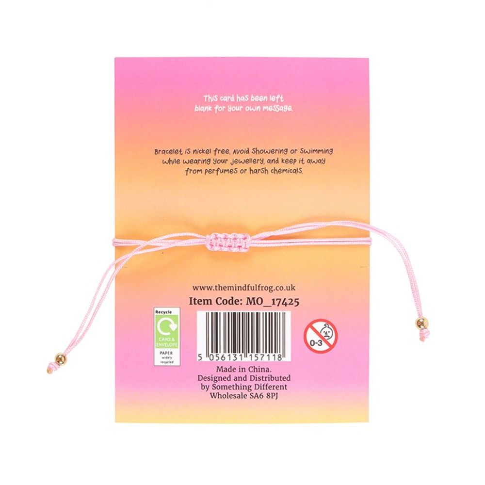 Rose Quartz Bracelet on Product Card Packaging 